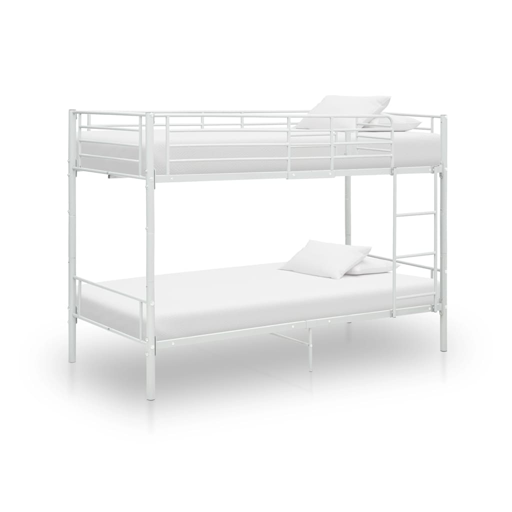 vidaXL Bunk Bed | White | Metal | Twin |  Sturdy  | Bunk Bed | Rectangular