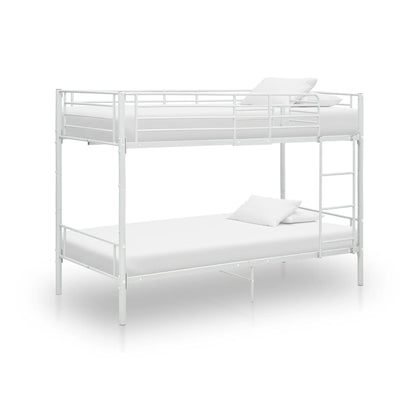 vidaXL Bunk Bed | White | Metal | Twin |  Sturdy  | Bunk Bed | Rectangular