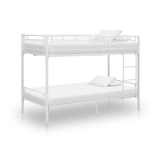 vidaXL Bunk Bed | White | Metal | Twin |  Sturdy  | Bunk Bed | Rectangular