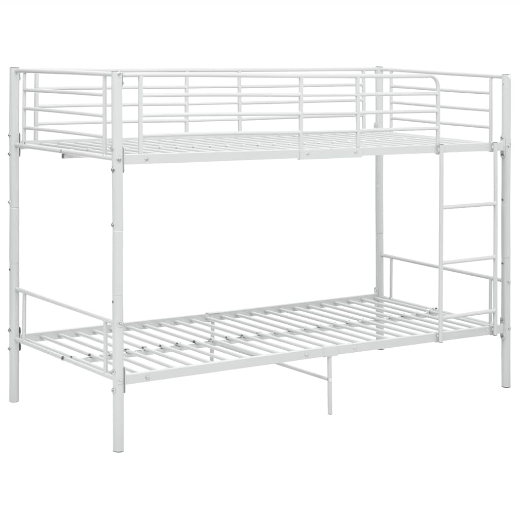 vidaXL Bunk Bed | White | Metal | Twin |  Sturdy  | Bunk Bed | Rectangular