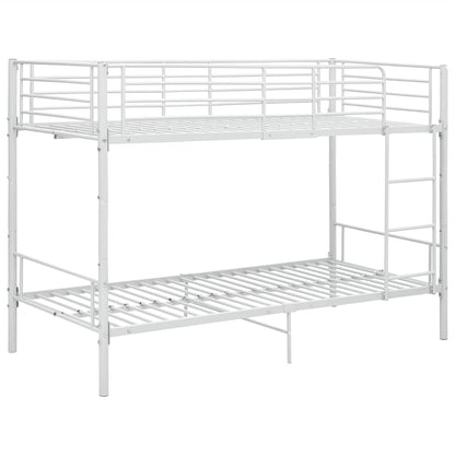 vidaXL Bunk Bed | White | Metal | Twin |  Sturdy  | Bunk Bed | Rectangular