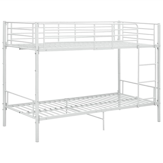vidaXL Bunk Bed | White | Metal | Twin |  Sturdy  | Bunk Bed | Rectangular