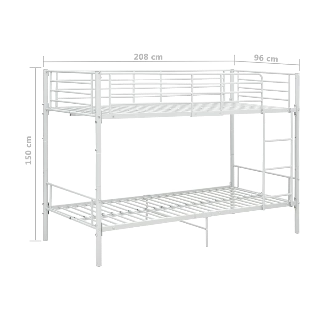 vidaXL Bunk Bed | White | Metal | Twin |  Sturdy  | Bunk Bed | Rectangular