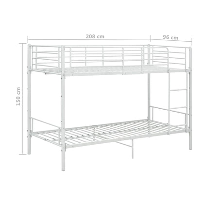 vidaXL Bunk Bed | White | Metal | Twin |  Sturdy  | Bunk Bed | Rectangular
