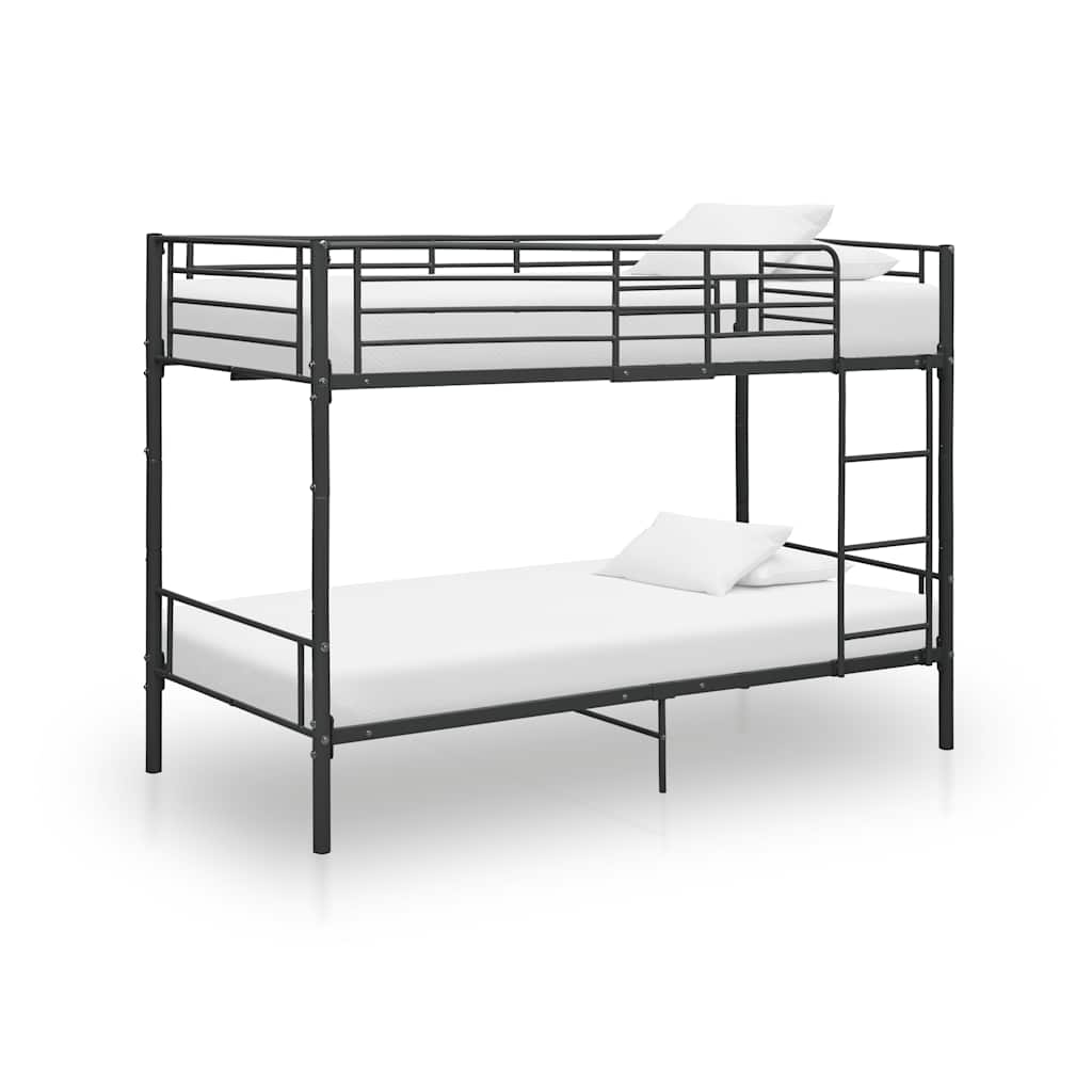 vidaXL Bunk Bed | Black | Powder-coated metal | 90x200cm mattress size | Durable
