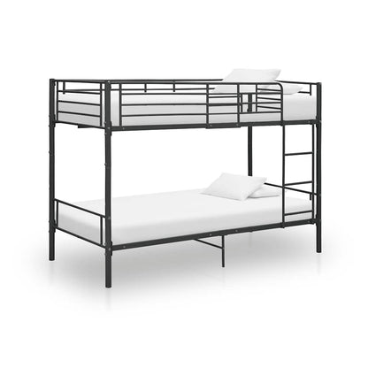 vidaXL Bunk Bed | Black | Powder-coated metal | 90x200cm mattress size | Durable
