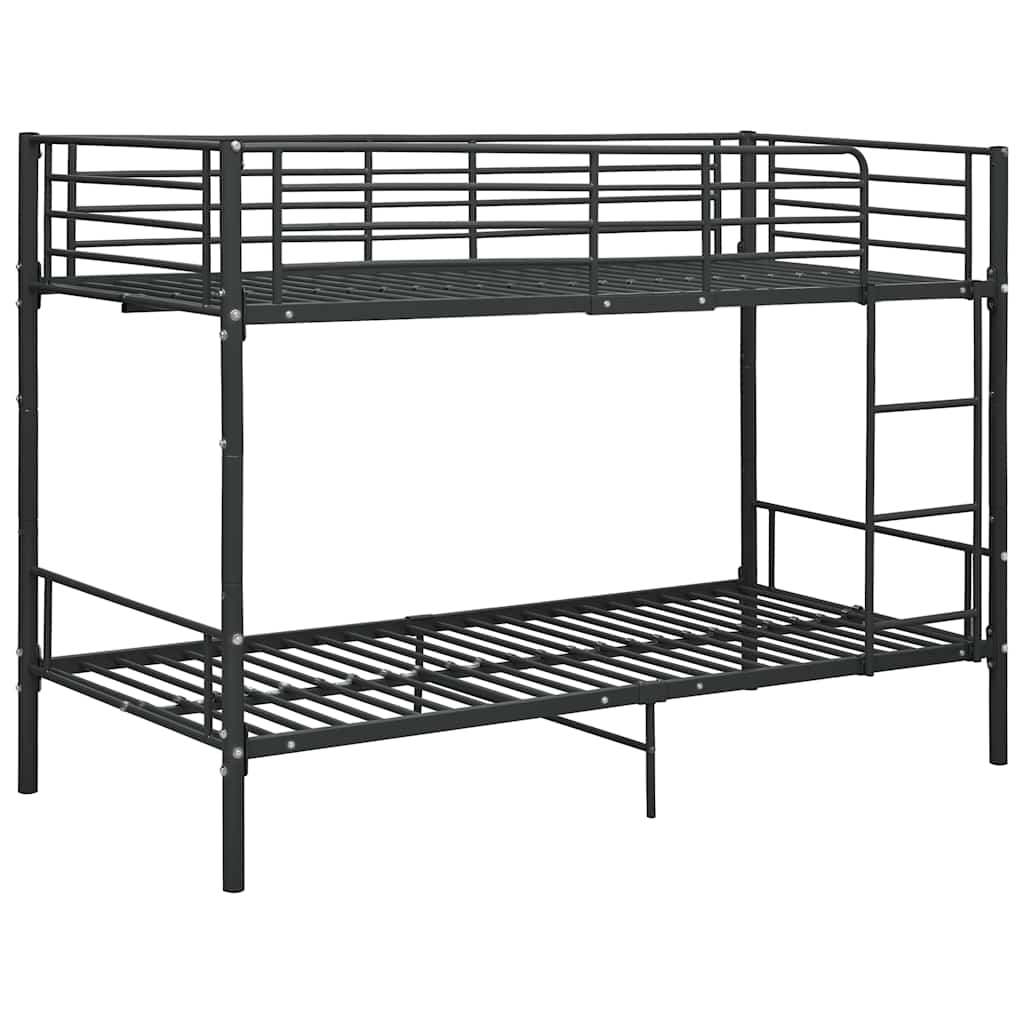 vidaXL Bunk Bed | Black | Powder-coated metal | 90x200cm mattress size | Durable