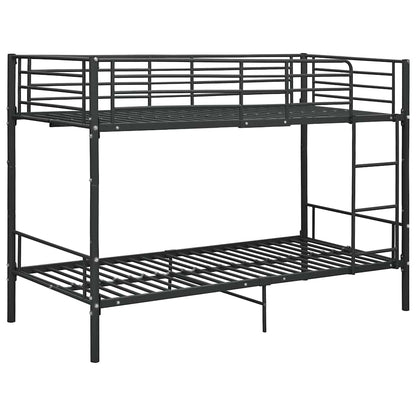 vidaXL Bunk Bed | Black | Powder-coated metal | 90x200cm mattress size | Durable