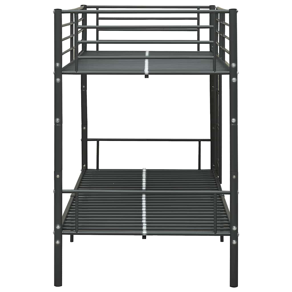vidaXL Bunk Bed | Black | Powder-coated metal | 90x200cm mattress size | Durable