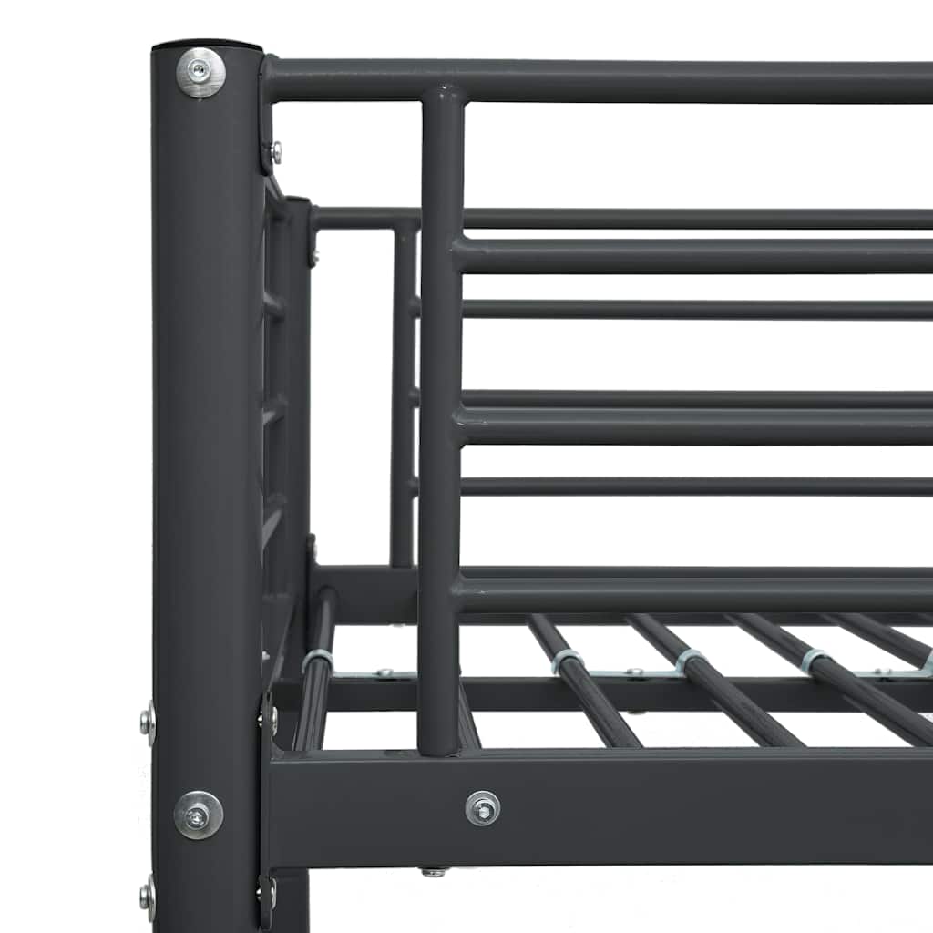 vidaXL Bunk Bed | Black | Powder-coated metal | 90x200cm mattress size | Durable