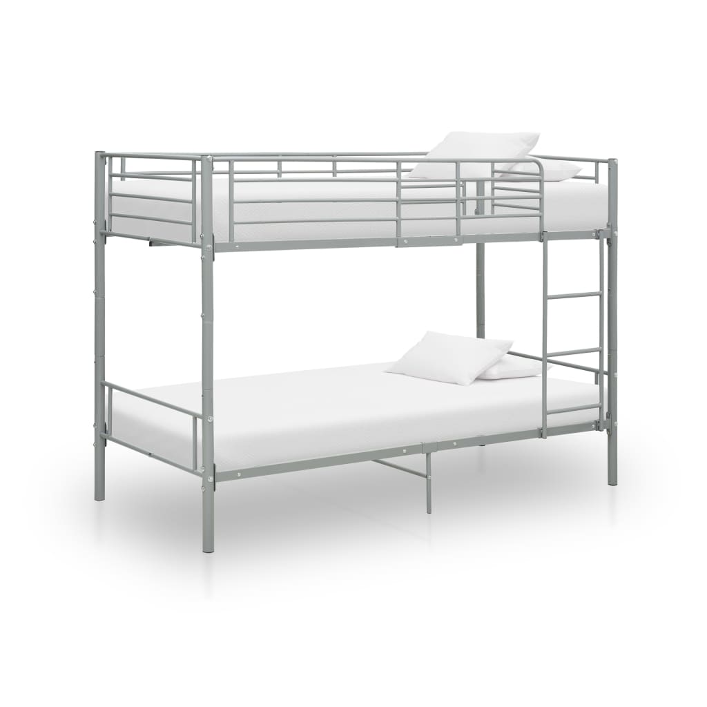 vidaXL Bunk Bed | Grey | Metal | 90x200 cm | Durable | Bunk Bed | Rectangular