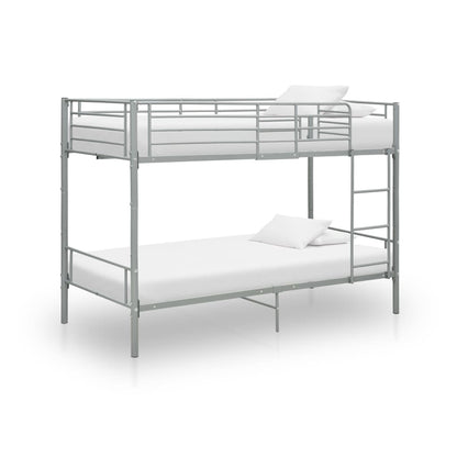 vidaXL Bunk Bed | Grey | Metal | 90x200 cm | Durable | Bunk Bed | Rectangular