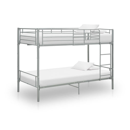 vidaXL Bunk Bed | Grey | Metal | 90x200 cm | Durable | Bunk Bed | Rectangular