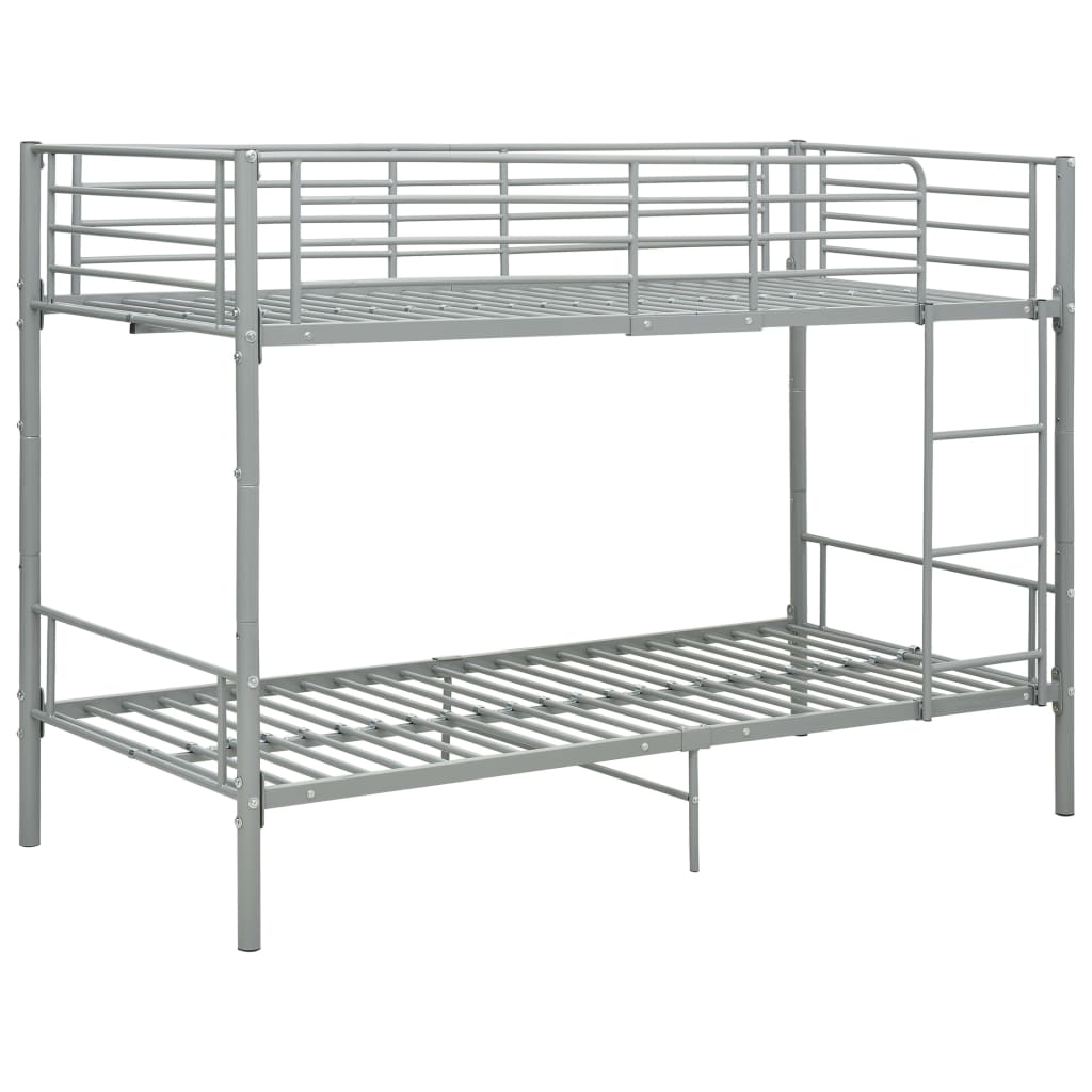 vidaXL Bunk Bed | Grey | Metal | 90x200 cm | Durable | Bunk Bed | Rectangular