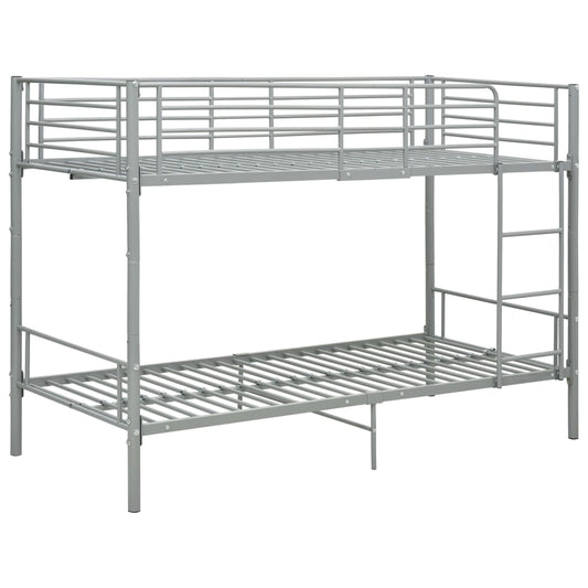 vidaXL Bunk Bed | Grey | Metal | 90x200 cm | Durable | Bunk Bed | Rectangular