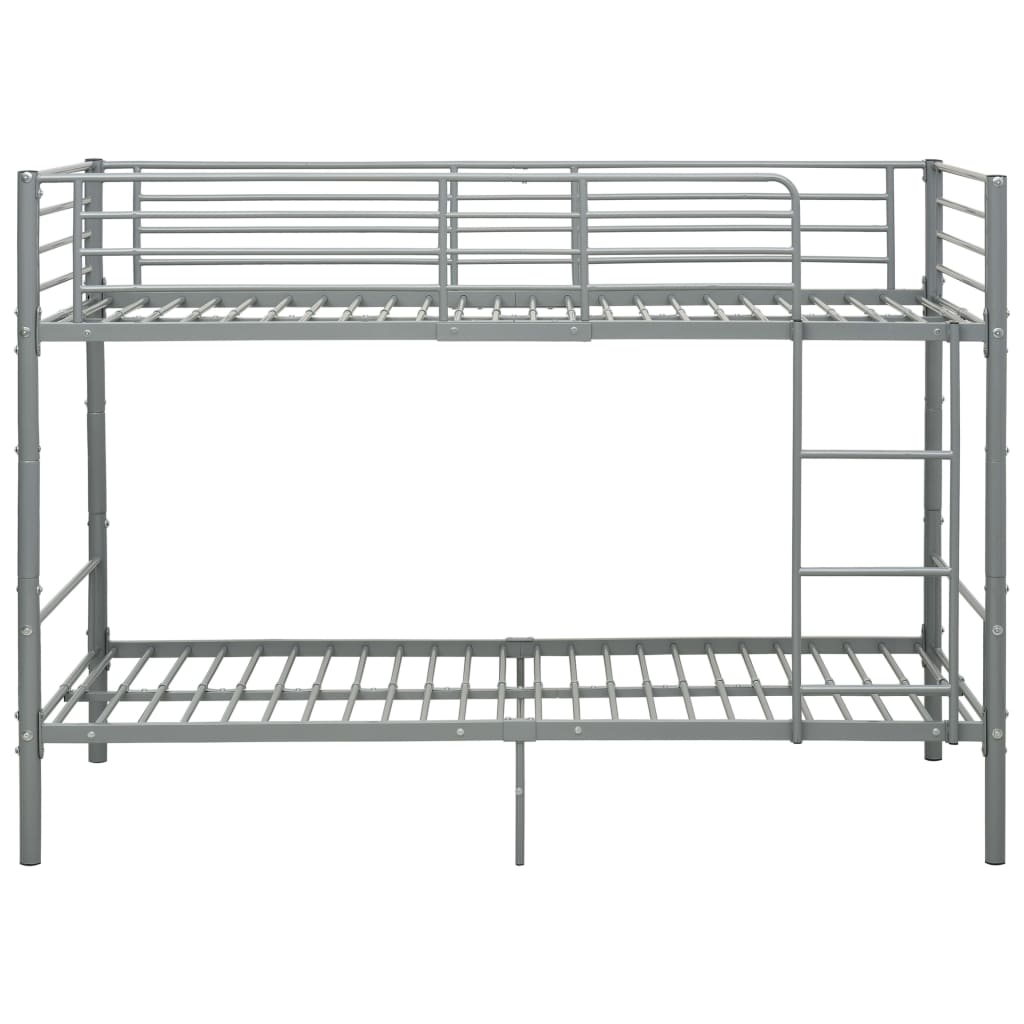 vidaXL Bunk Bed | Grey | Metal | 90x200 cm | Durable | Bunk Bed | Rectangular