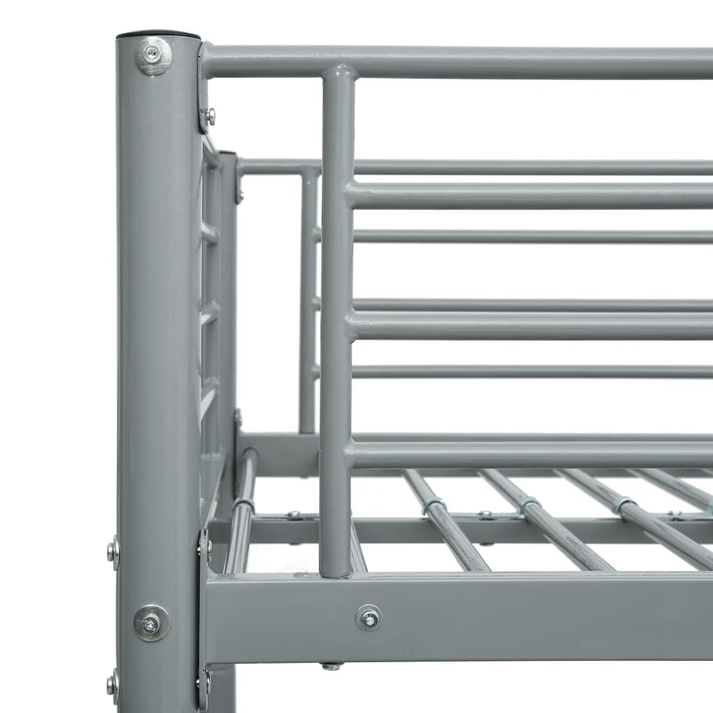 vidaXL Bunk Bed | Grey | Metal | 90x200 cm | Durable | Bunk Bed | Rectangular