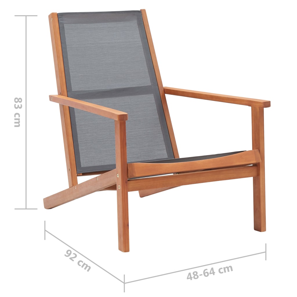 vidaXL Garden Chair | Grey | Solid eucalyptus wood | Medium | Garden Chair