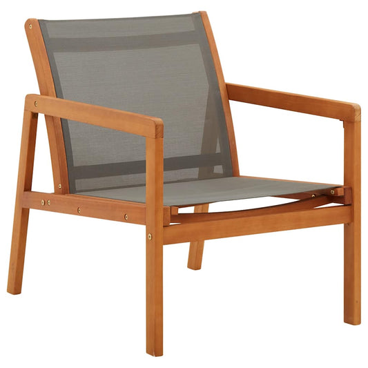 48697 vidaXL Garden Lounge Chair Grey Solid Eucalyptus Wood and Textilene
