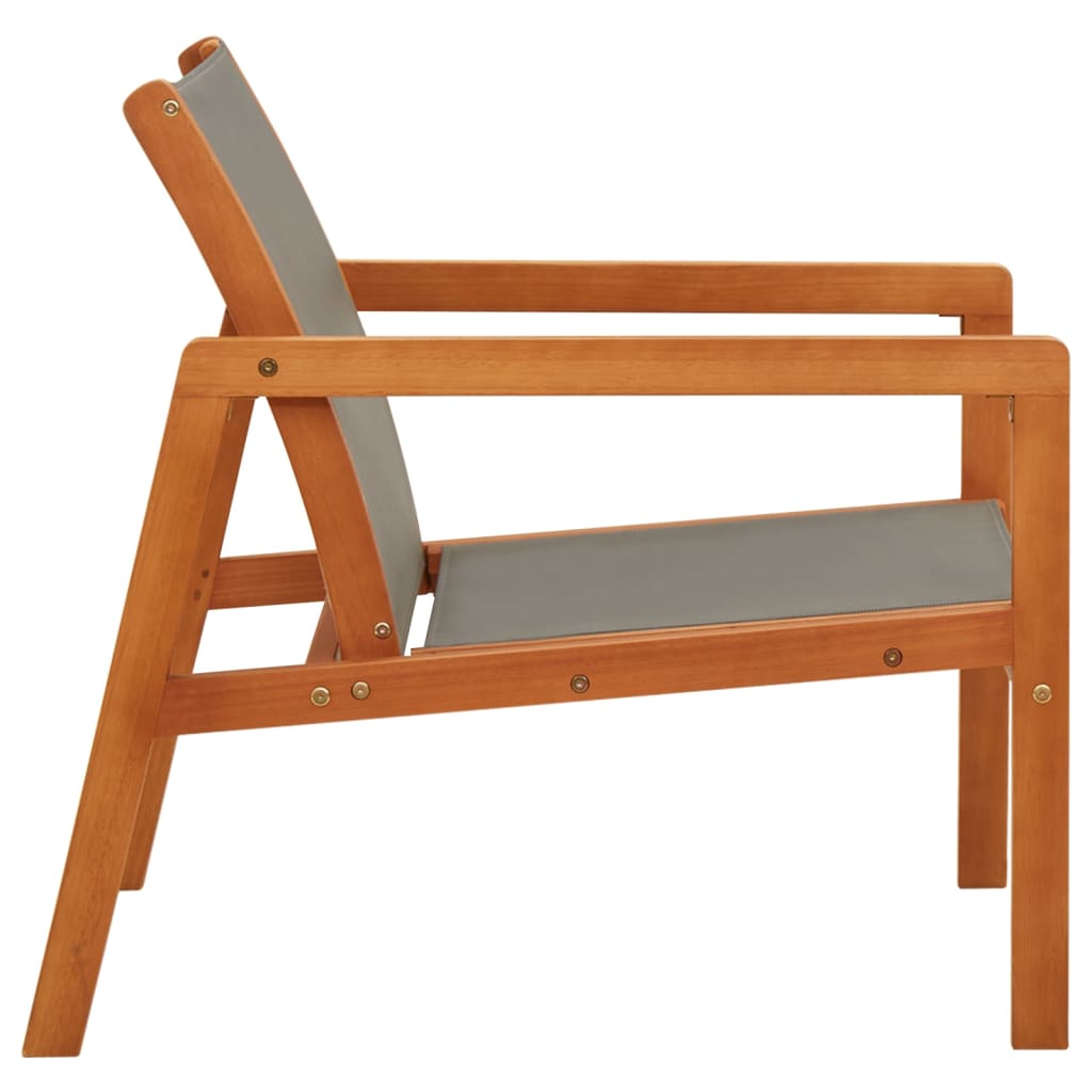 vidaXL Garden Chair | Grey, Natural | Solid eucalyptus wood, Textilene