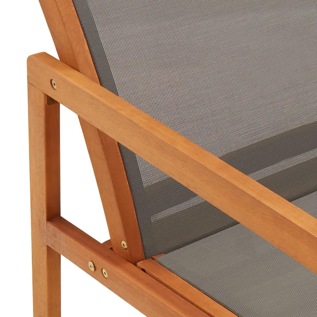 vidaXL Garden Chair | Grey, Natural | Solid eucalyptus wood, Textilene