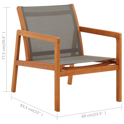 vidaXL Garden Chair | Grey, Natural | Solid eucalyptus wood, Textilene