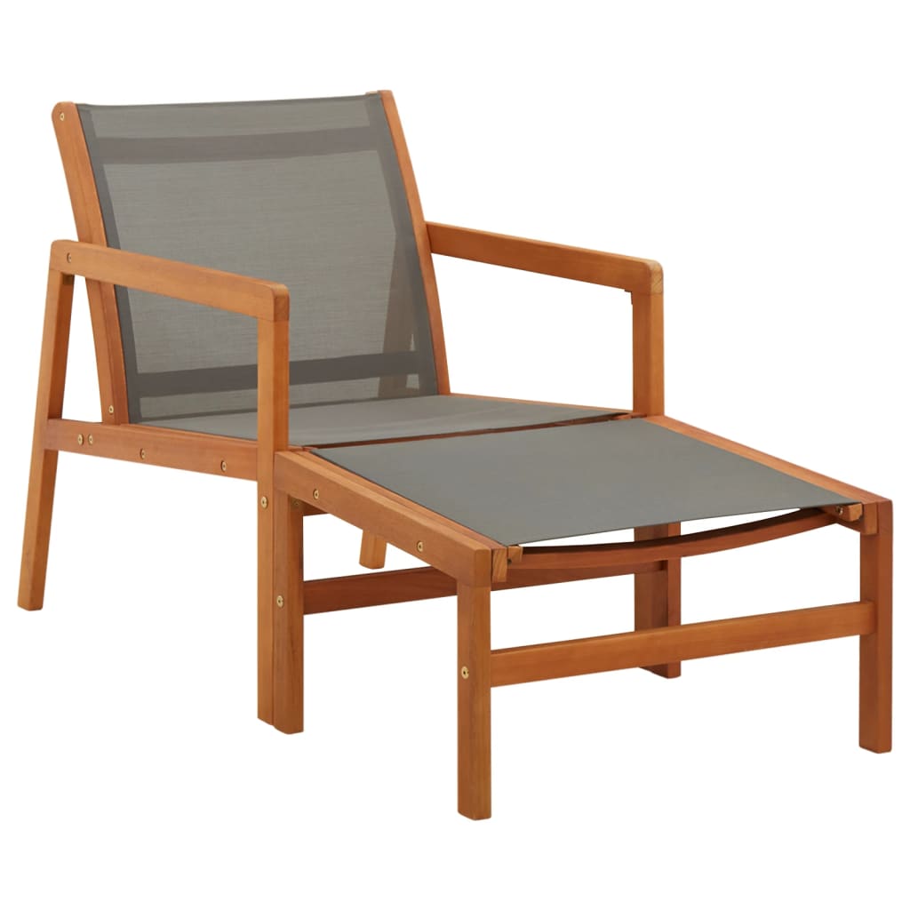 vidaXL Garden Chair | Grey | Solid eucalyptus wood and textilene | Medium