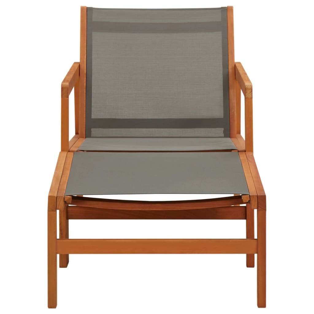 vidaXL Garden Chair | Grey | Solid eucalyptus wood and textilene | Medium