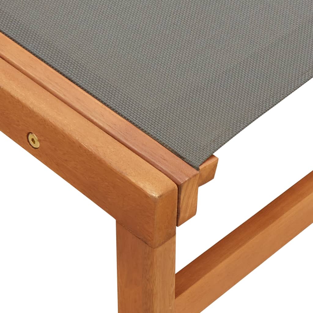 vidaXL Garden Chair | Grey | Solid eucalyptus wood and textilene | Medium