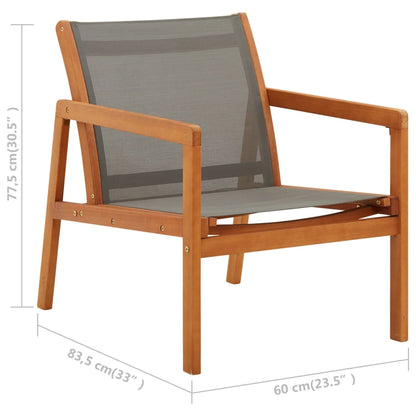 vidaXL Garden Chair | Grey | Solid eucalyptus wood and textilene | Medium