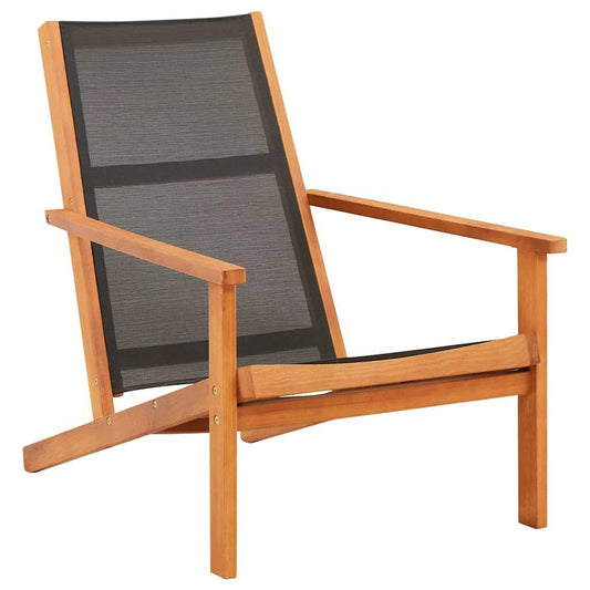 48699 vidaXL Garden Lounge Chair Black Solid Eucalyptus Wood and Textilene