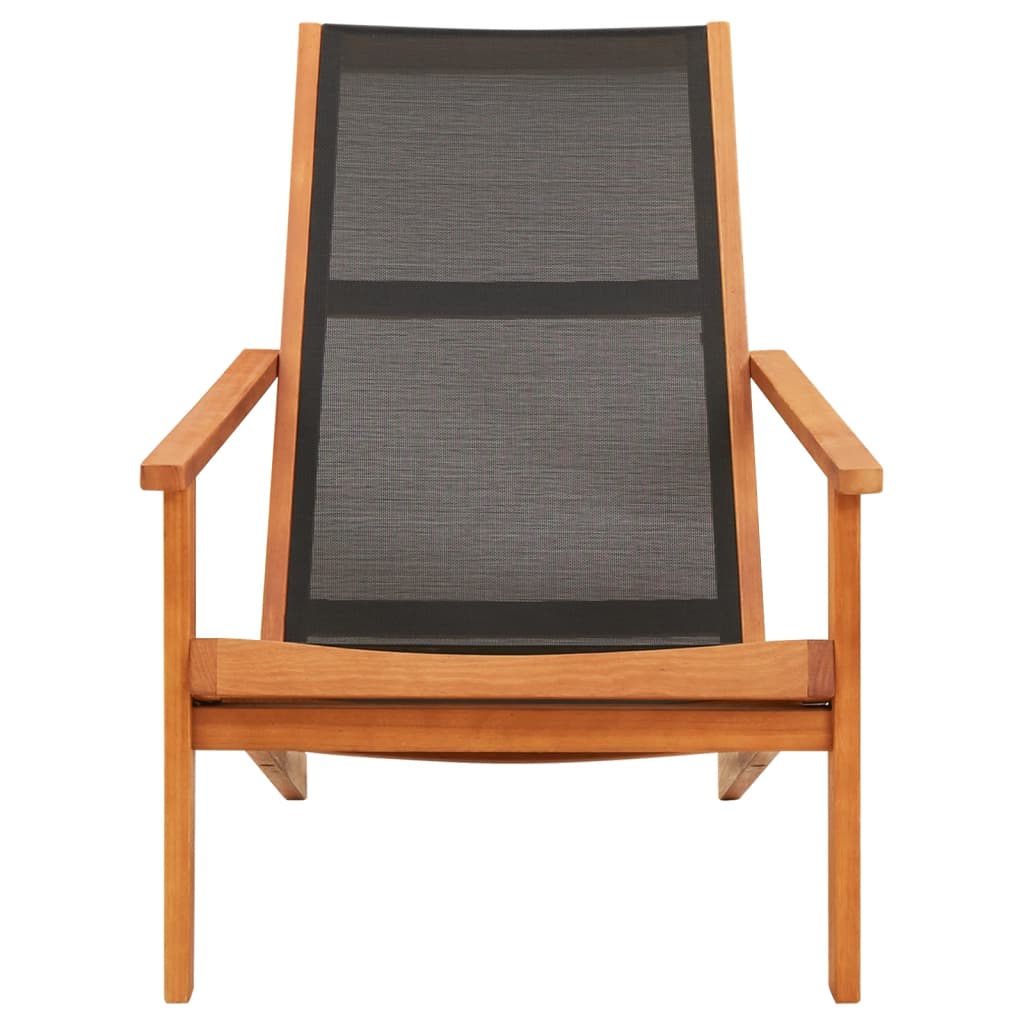 vidaXL Garden Chair | Black and Natural Wood | Solid eucalyptus wood, Textilene