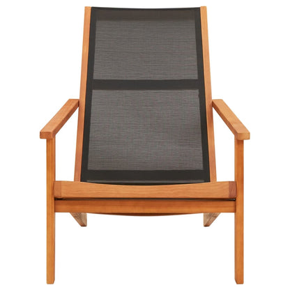 vidaXL Garden Chair | Black and Natural Wood | Solid eucalyptus wood, Textilene