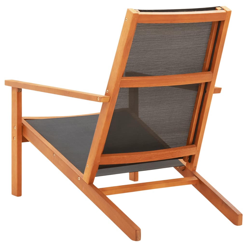 vidaXL Garden Chair | Black and Natural Wood | Solid eucalyptus wood, Textilene