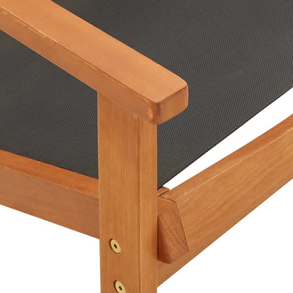 vidaXL Garden Chair | Black and Natural Wood | Solid eucalyptus wood, Textilene