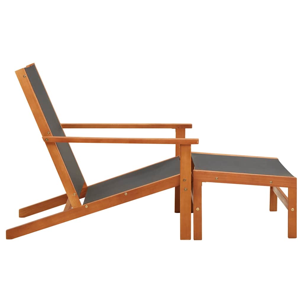 48700 vidaXL Garden Chair with Footrest Solid Eucalyptus Wood and Textilene