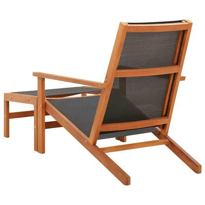 48700 vidaXL Garden Chair with Footrest Solid Eucalyptus Wood and Textilene