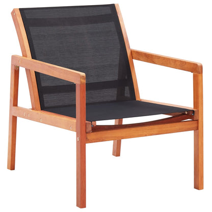 vidaXL Garden Chair | Black | Solid eucalyptus wood and Textilene | Garden Chair