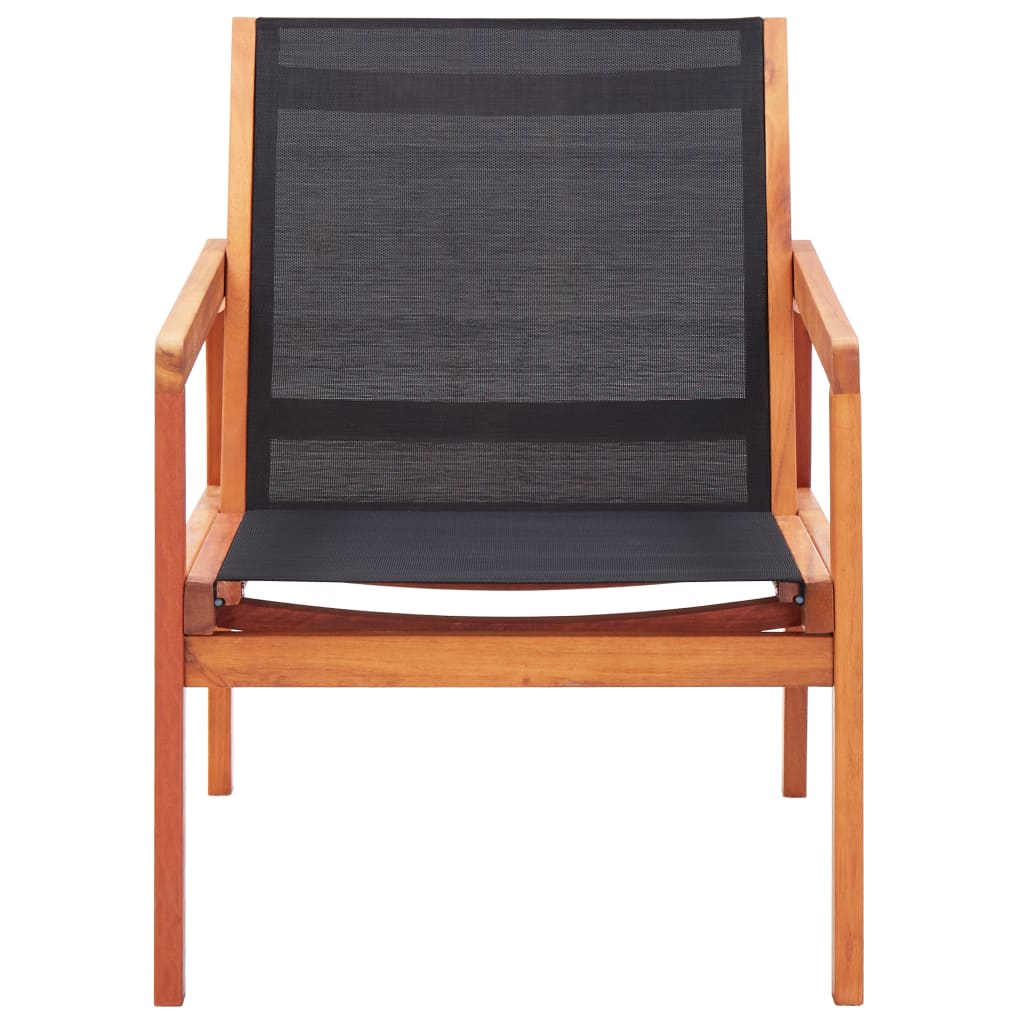 vidaXL Garden Chair | Black | Solid eucalyptus wood and Textilene | Garden Chair