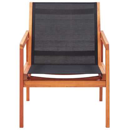 vidaXL Garden Chair | Black | Solid eucalyptus wood and Textilene | Garden Chair