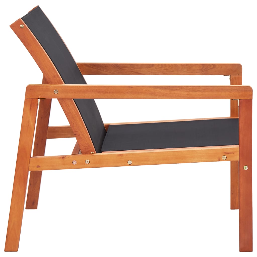 vidaXL Garden Chair | Black | Solid eucalyptus wood and Textilene | Garden Chair
