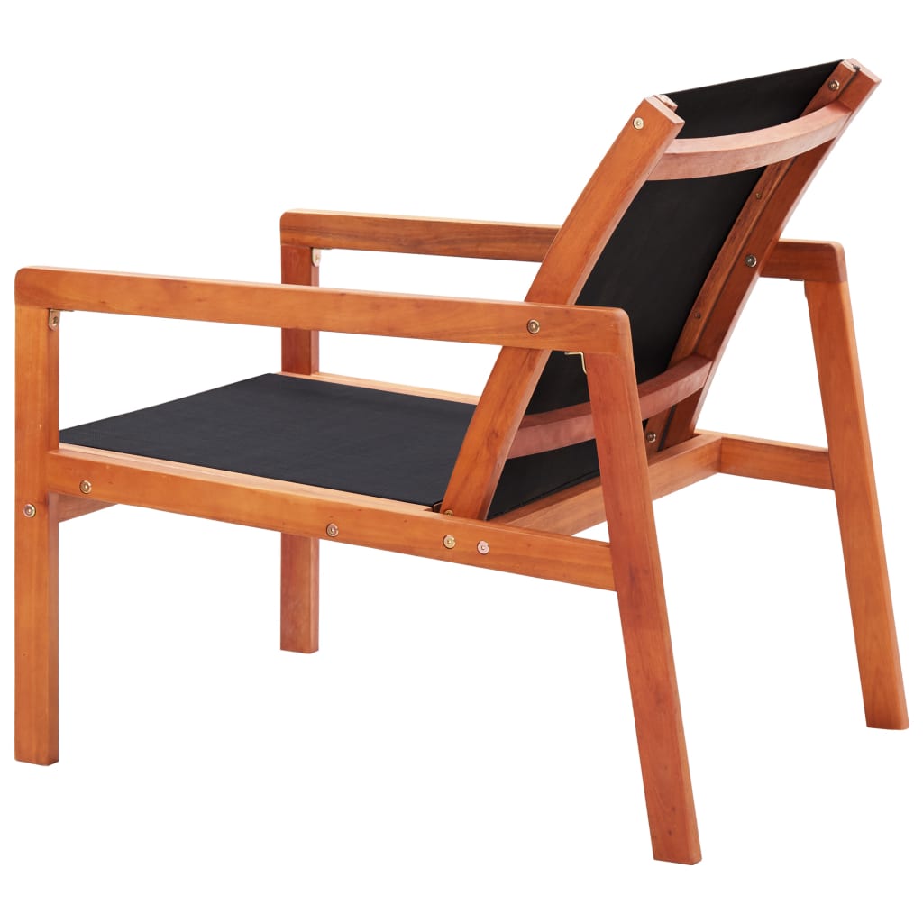vidaXL Garden Chair | Black | Solid eucalyptus wood and Textilene | Garden Chair
