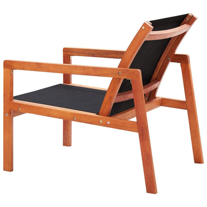 vidaXL Garden Chair | Black | Solid eucalyptus wood and Textilene | Garden Chair