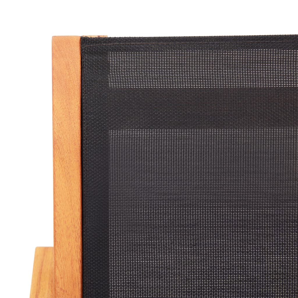 vidaXL Garden Chair | Black | Solid eucalyptus wood and Textilene | Garden Chair