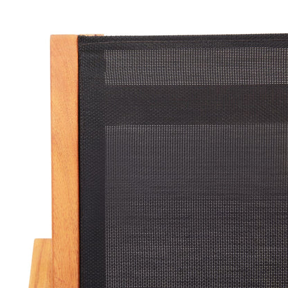 vidaXL Garden Chair | Black | Solid eucalyptus wood and Textilene | Garden Chair