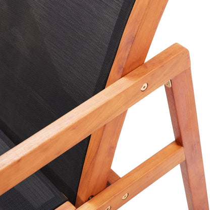 vidaXL Garden Chair | Black | Solid eucalyptus wood and Textilene | Garden Chair
