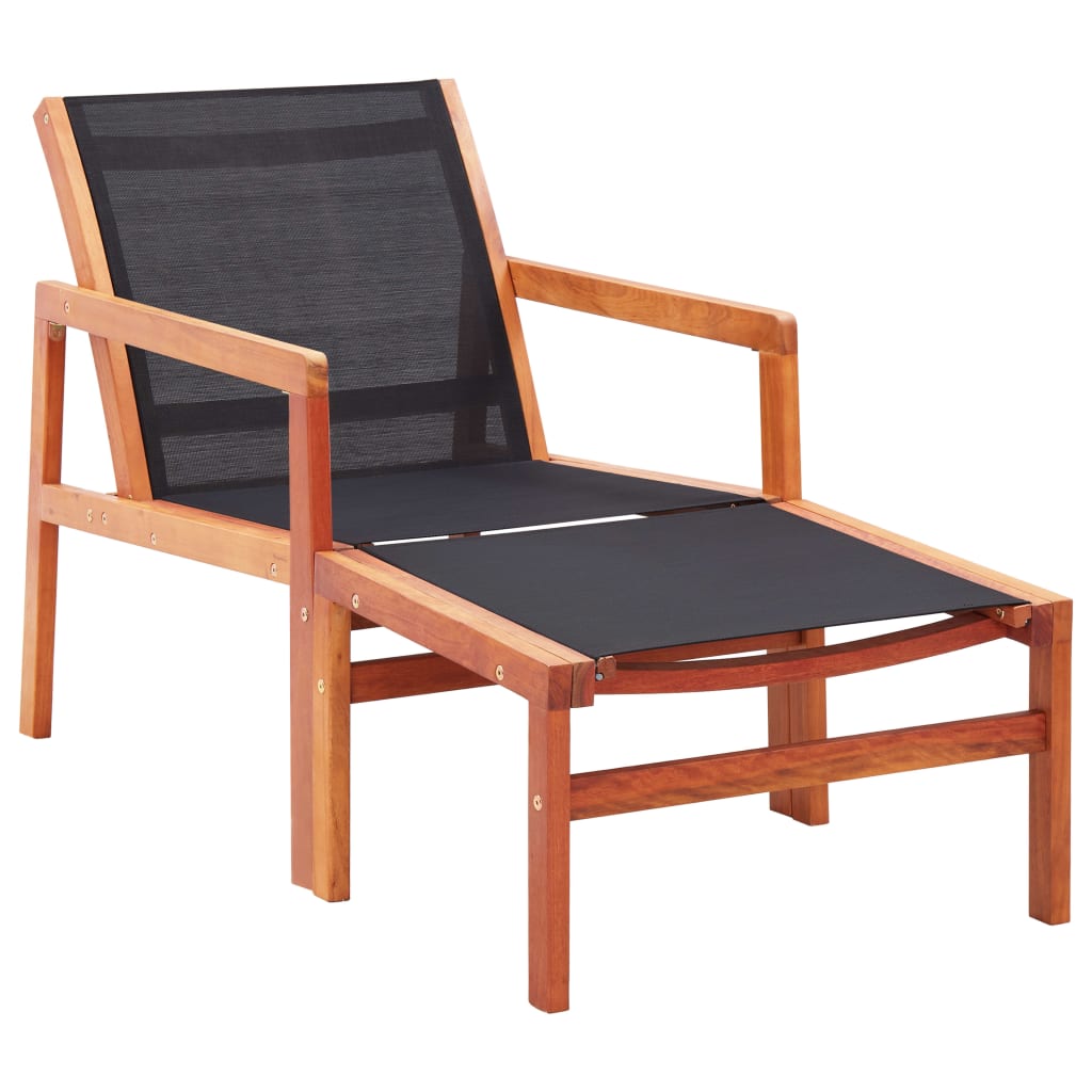 vidaXL Garden Chair | Natural wood colour, Black | Solid eucalyptus wood