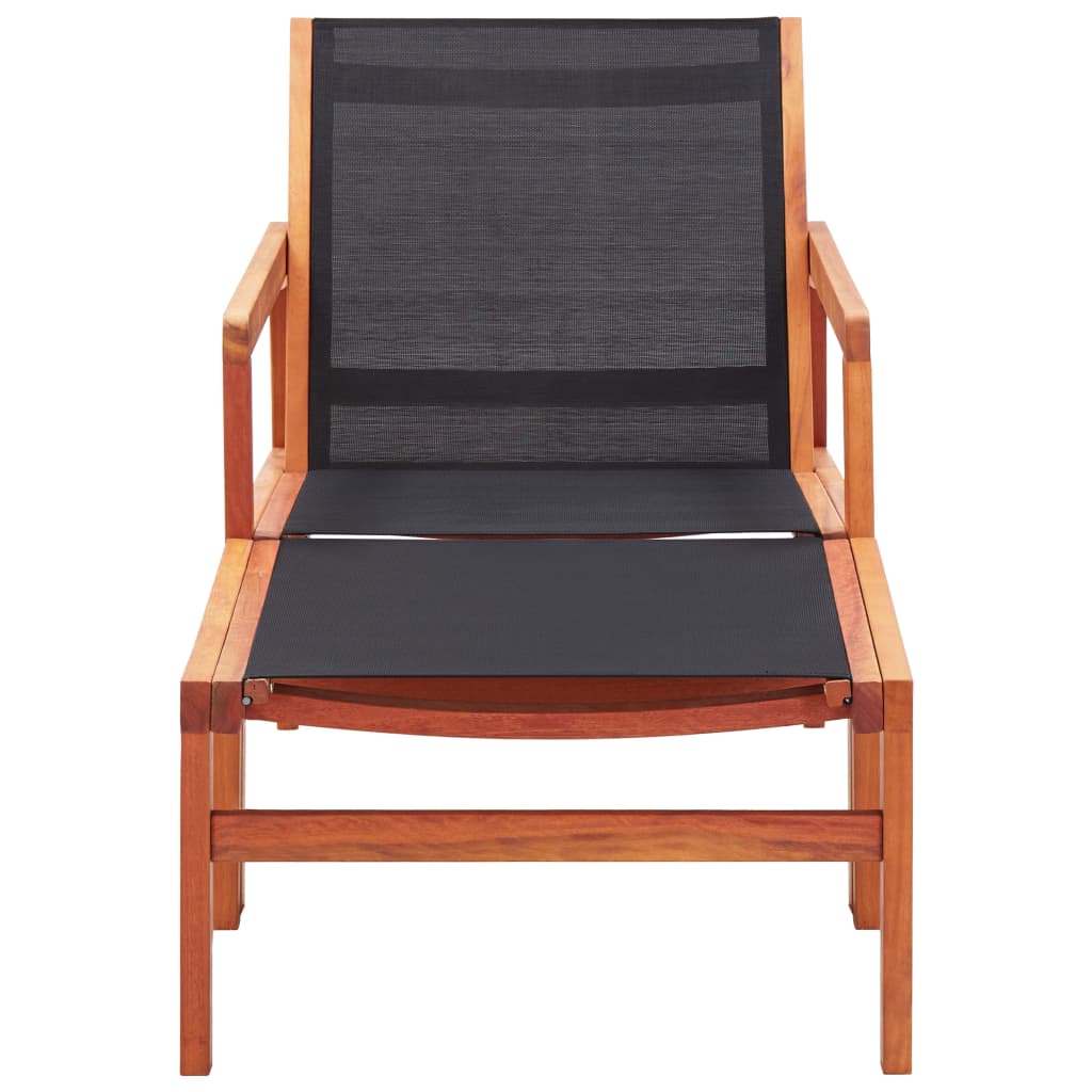vidaXL Garden Chair | Natural wood colour, Black | Solid eucalyptus wood