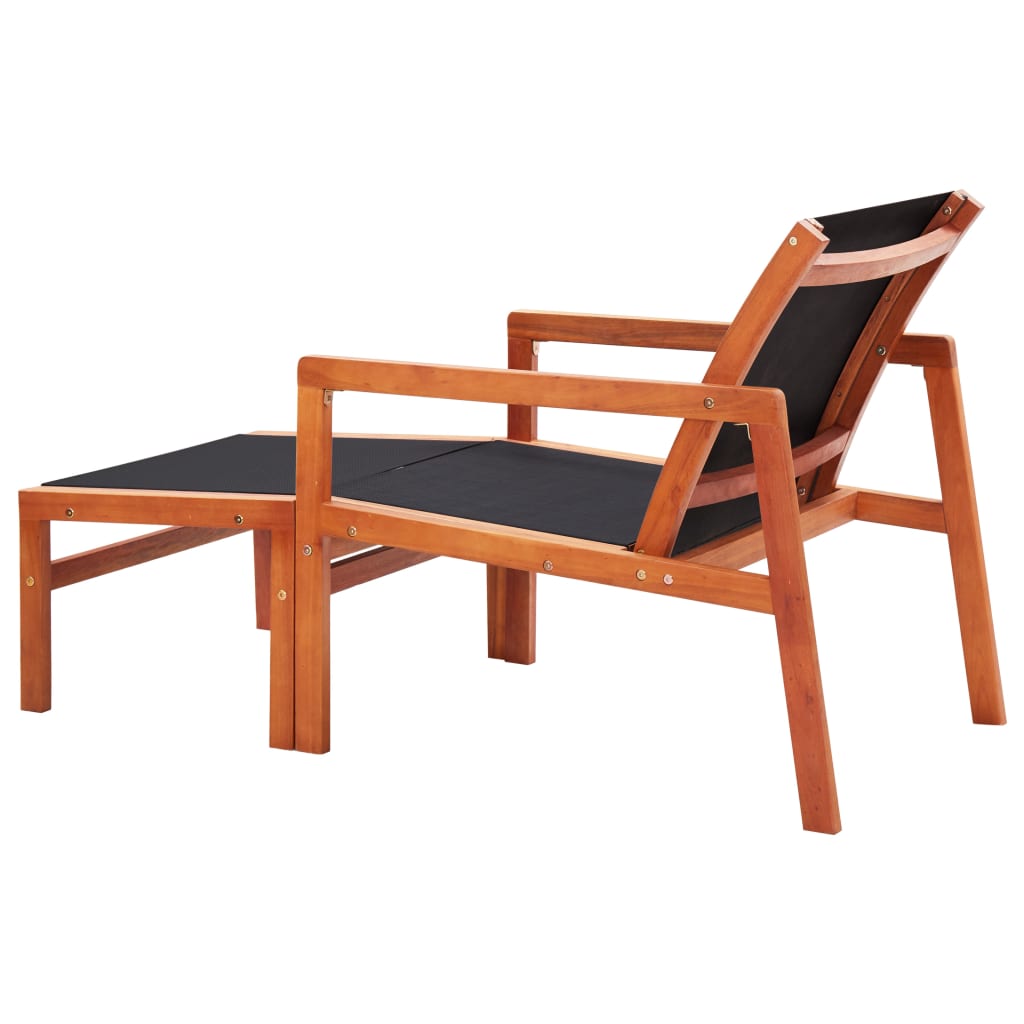 vidaXL Garden Chair | Natural wood colour, Black | Solid eucalyptus wood