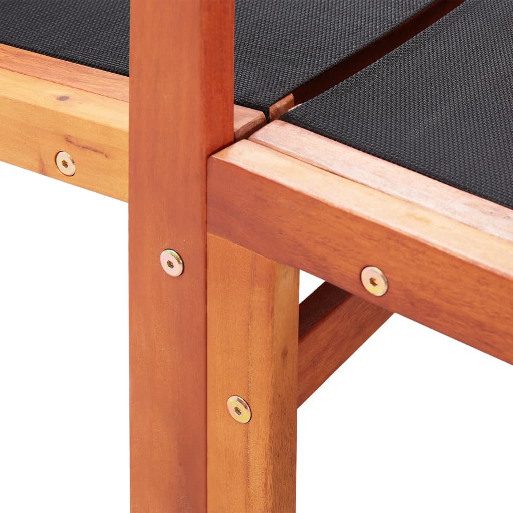 vidaXL Garden Chair | Natural wood colour, Black | Solid eucalyptus wood